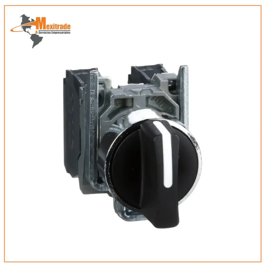 Selector negro Ø 22 mango de 3 posiciones - 2 NA 