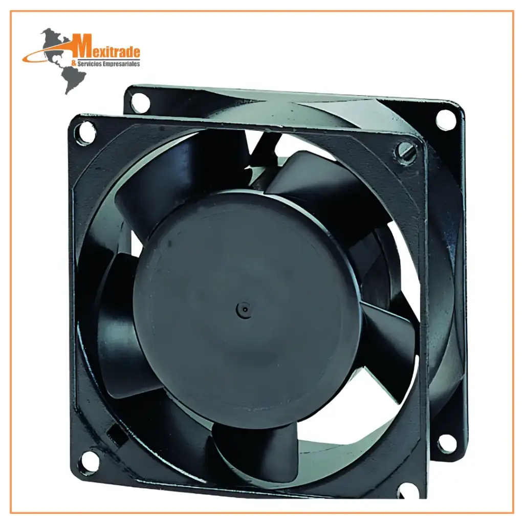 Ventilador axial de CA, 115V, Cuadrado, 80 mm, 38 mm, Rodamiento de bolas, 29.6 CFM