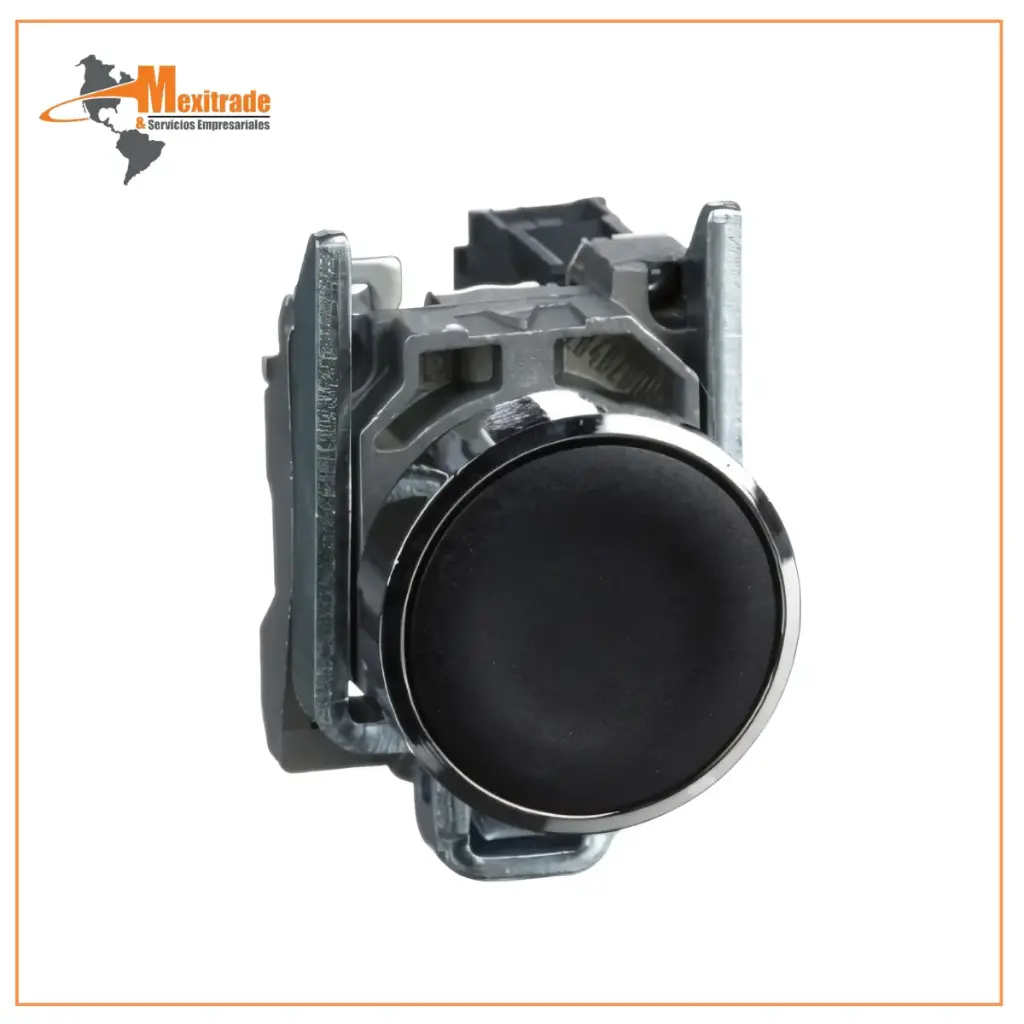 Pulsador negro Ø 22 - retorno resorte nivelado - 1 NA 