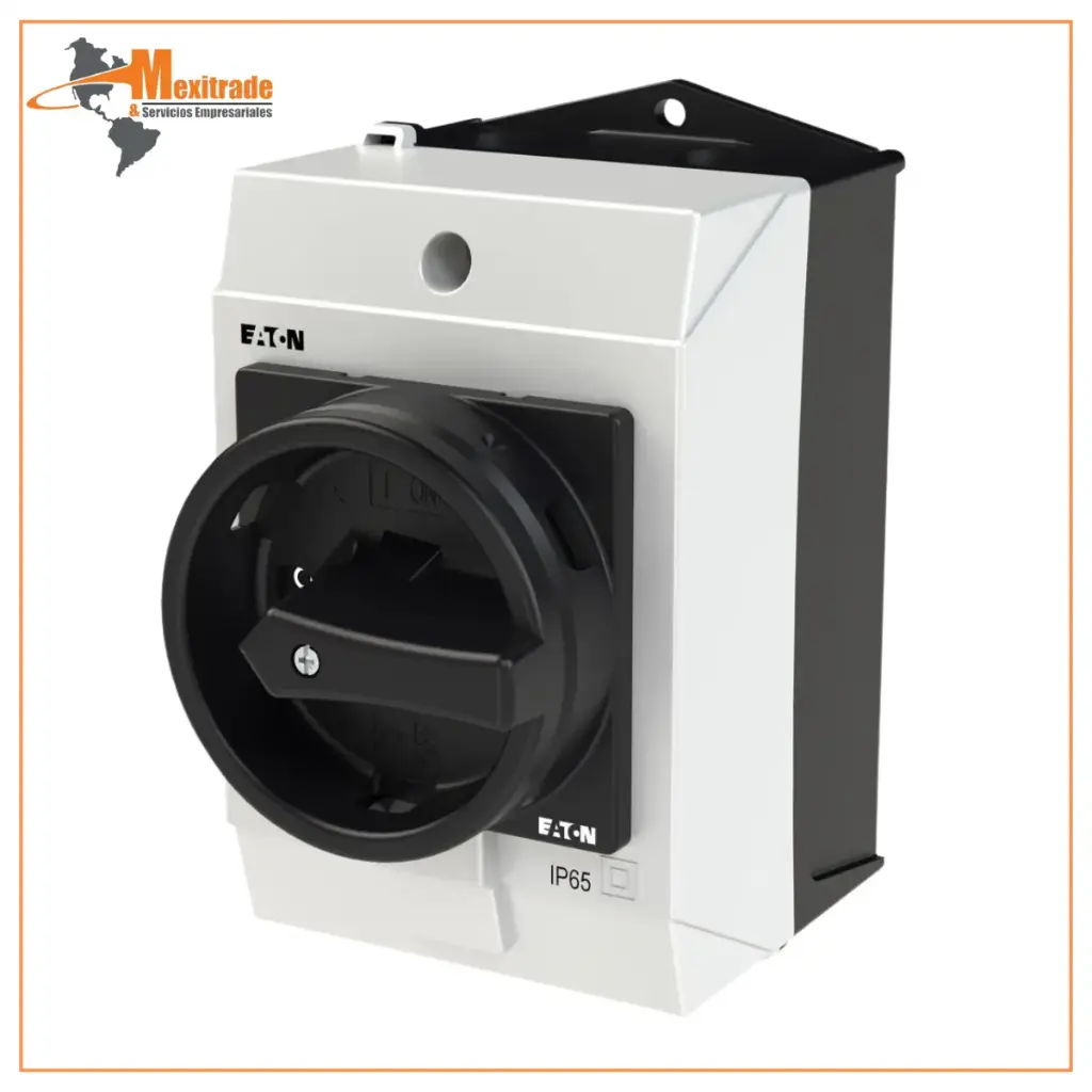 Interruptor General T0 20 A 3 Polos con Maneta Giratoria Negra y Bloqueo por Candado 