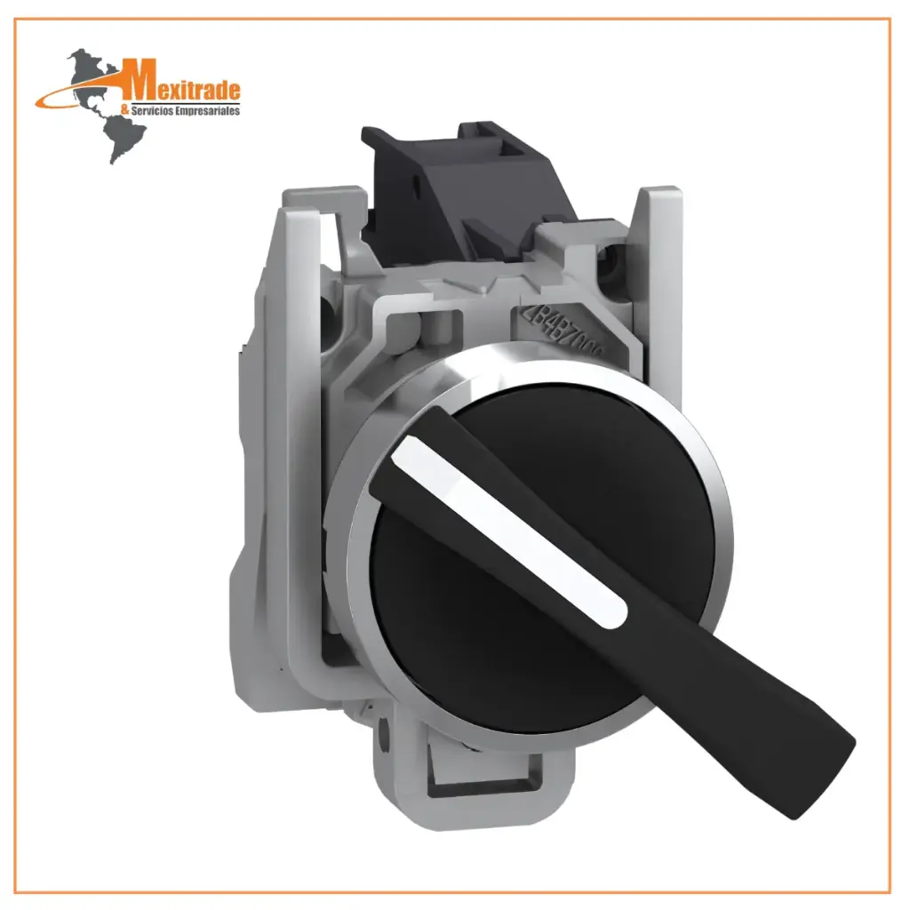 Selector Negro Ø 22 mango largo de 2 posiciones - 1 NA