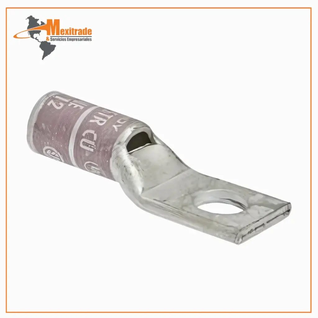 Zapata de Cobre 2 AWG 1 Barreno 3/8" - Cañón Corto para Compresión