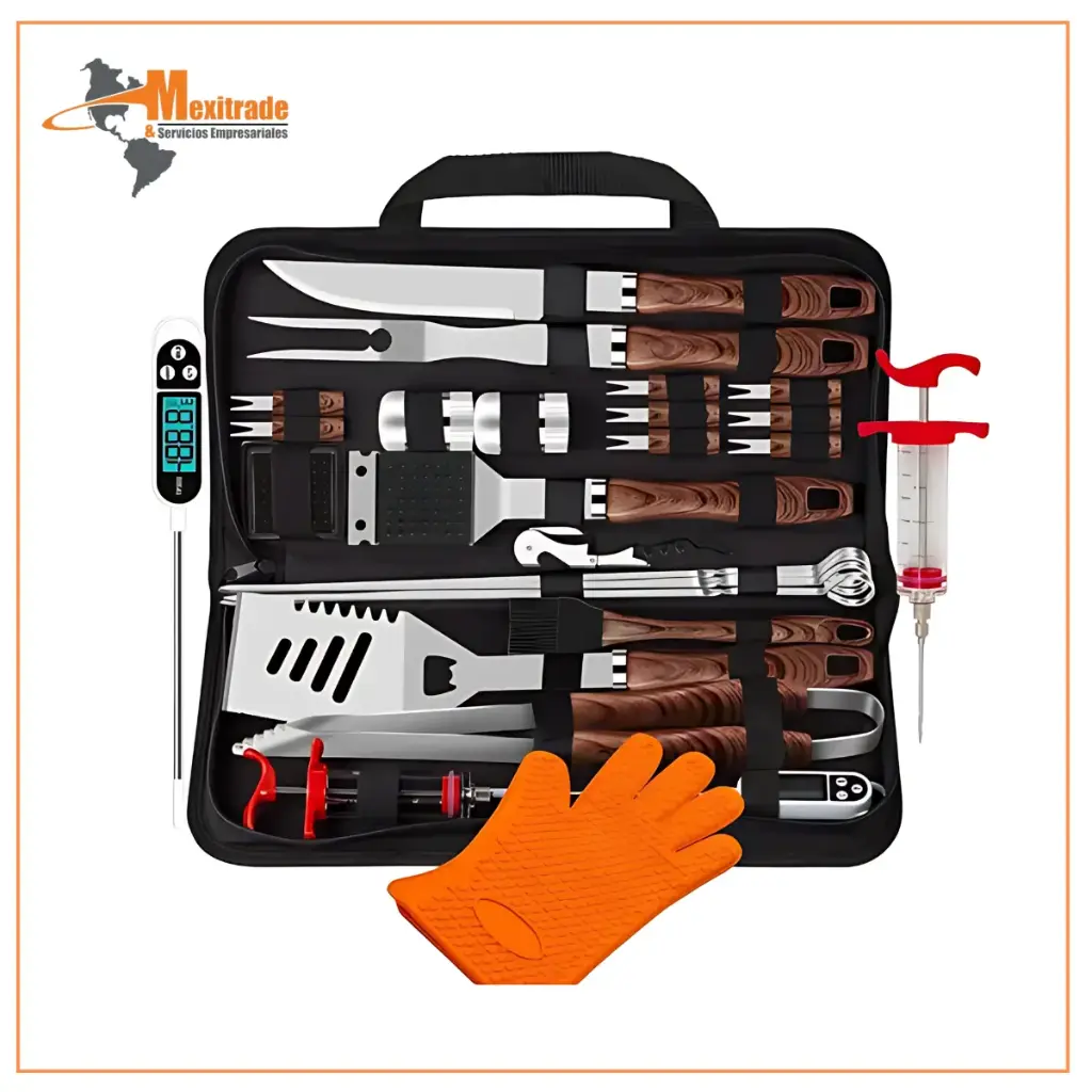 Kit Parrillero Romanticist Maletin 26 Utensilios Acero Inox