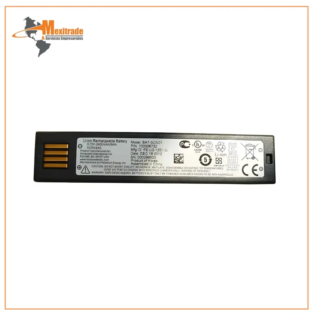 Honeywell Batería Recargable BAT-SCN01A, Li-Ion, 3.7V, 2400mAh 