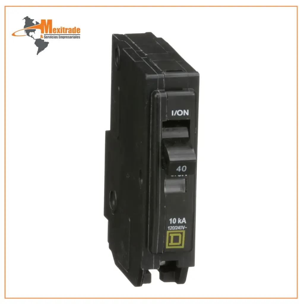 Interruptor termomagnético mini Square D de 1 polo, 40A, 10kA, 120/240V, enchufable QO140