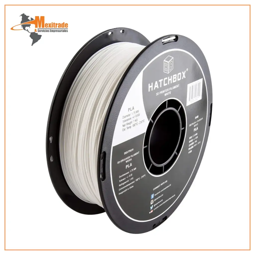 HATCHBOX filamento para impresora 3D PLA blanco de 1,75 mm