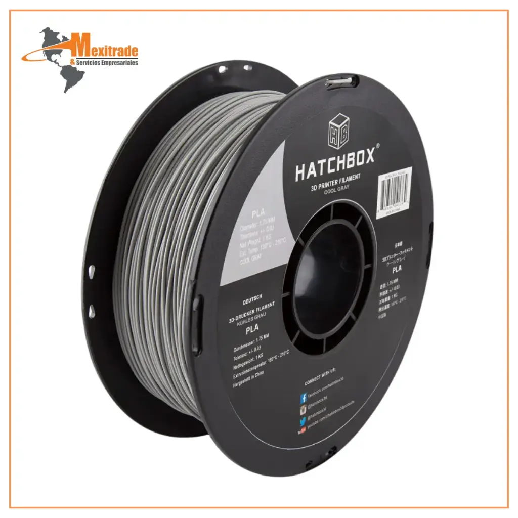 HATCHBOX FILAMENTO PLA GRIS