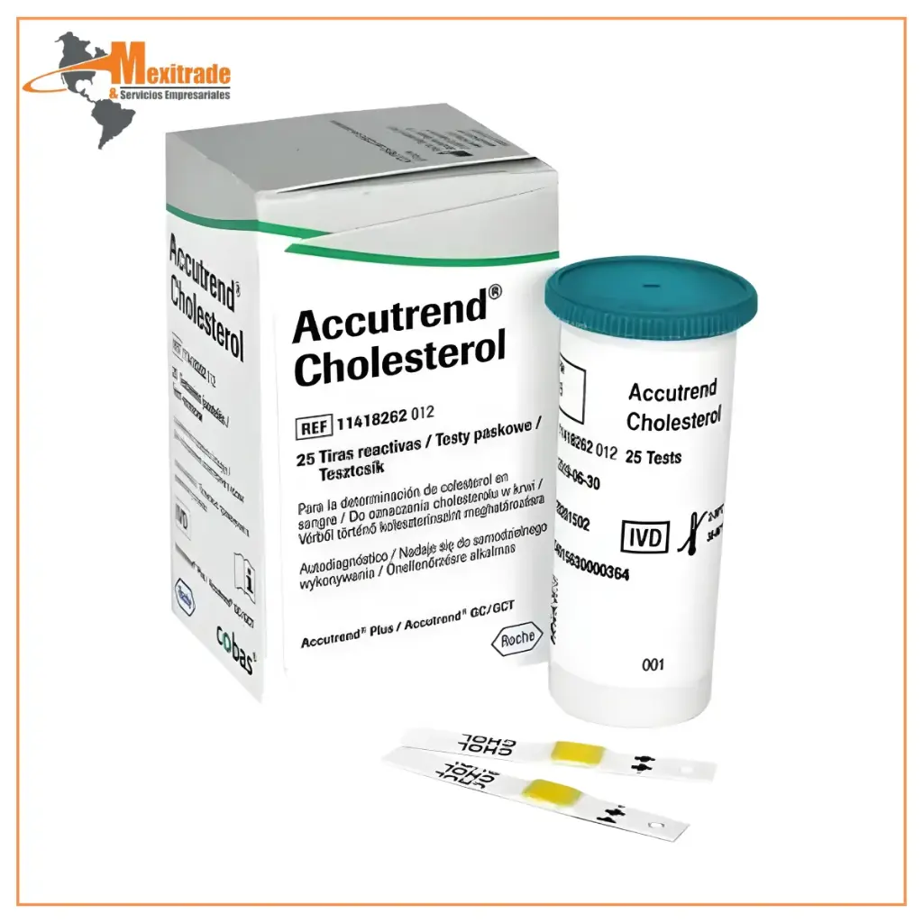 Tiras Reactivas Accutrend Colesterol 25 Unidades para Monitoreo de Colesterol 
