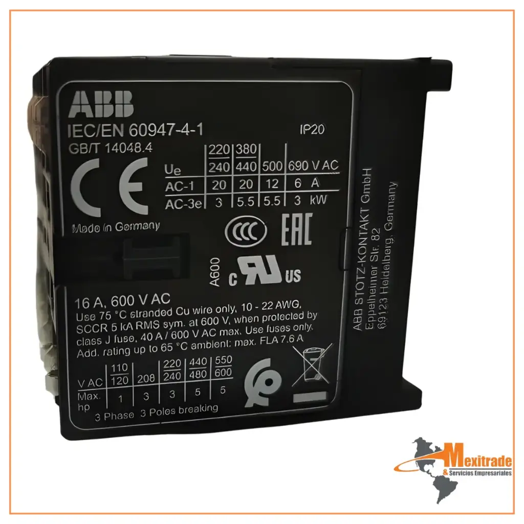 Contactor IEC/EN 60947-4-1 – 24 V – Wide Legs (EE. UU.)