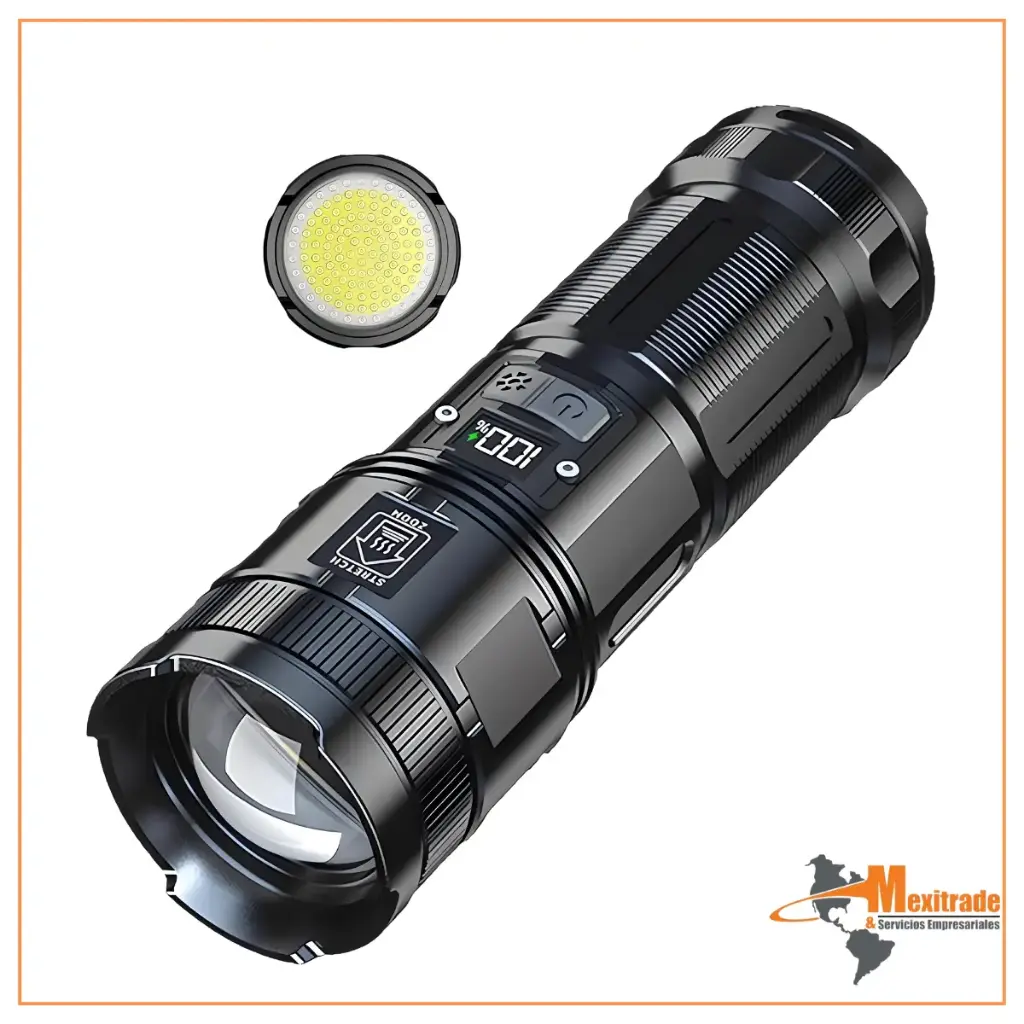 Linterna recargable, linterna LED superbrillante de 12000 lúmenes con luz de trabajo COB