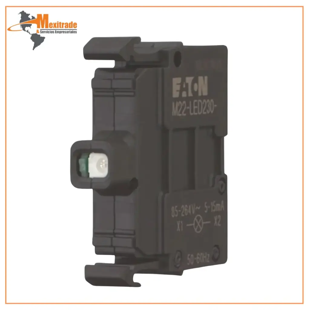 M22-LED-G, elemento LED verde, 12-30VAC/DC, fijación frontal, bornes roscados.