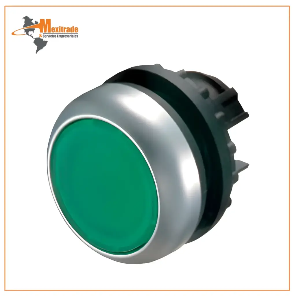 Pulsador Eaton Moeller® serie M22, RMQ-Titan, plano, momentáneo, verde, en blanco, bisel: titanio