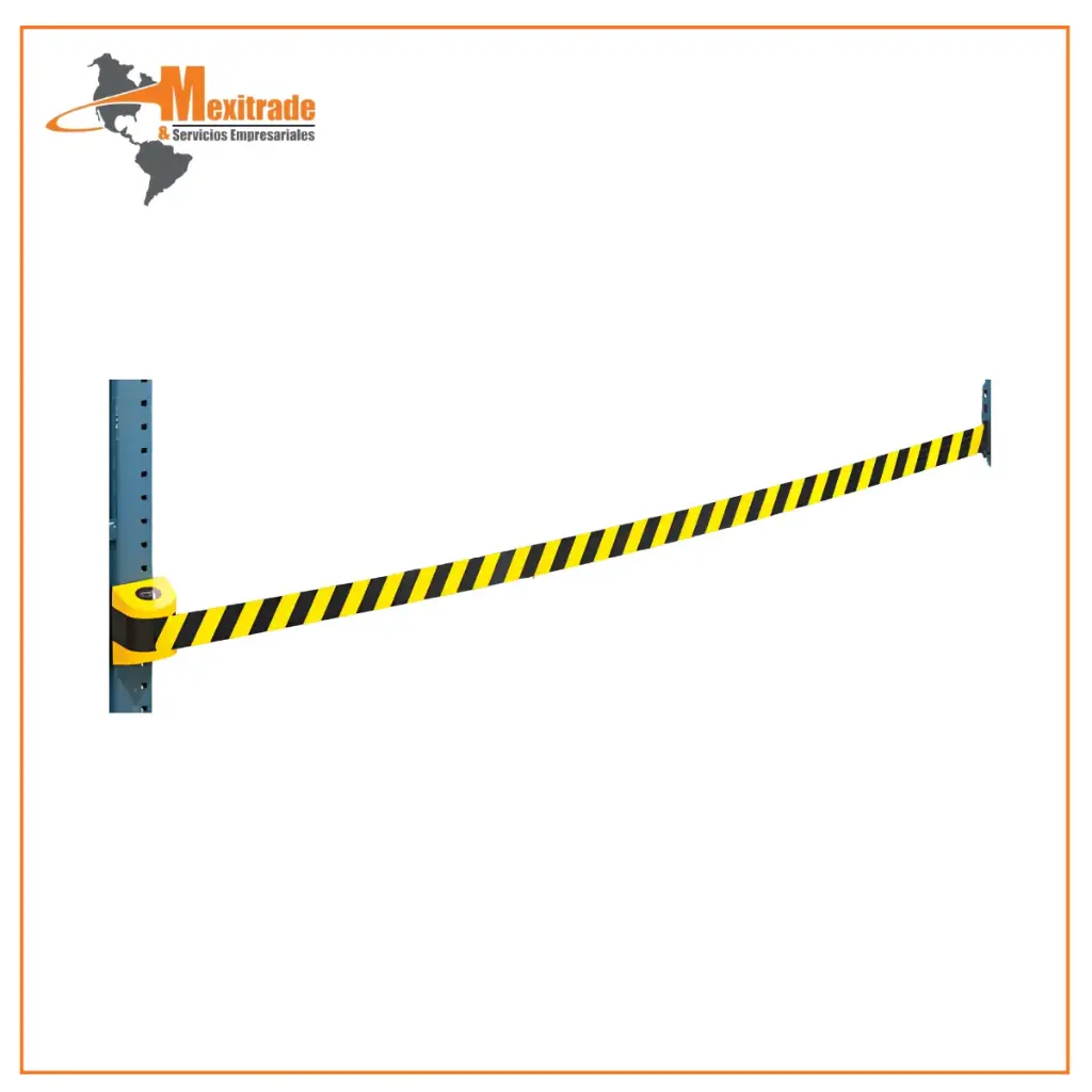 Poste de Seguridad Industrial con Cinta Retráctil de 3.4 m (Amarillo/Negro)