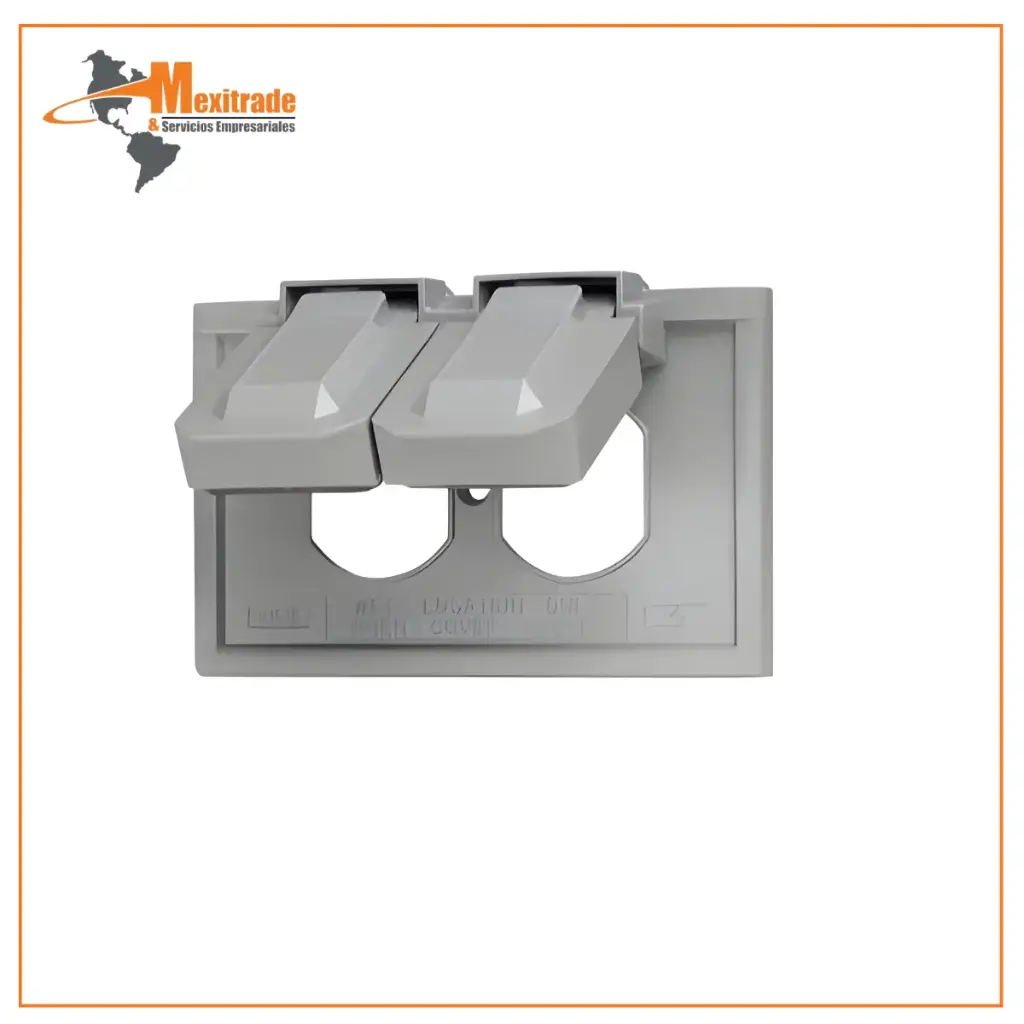 Placa para Contacto Dúplex con 2 Tapas de Intemperie (Gris)