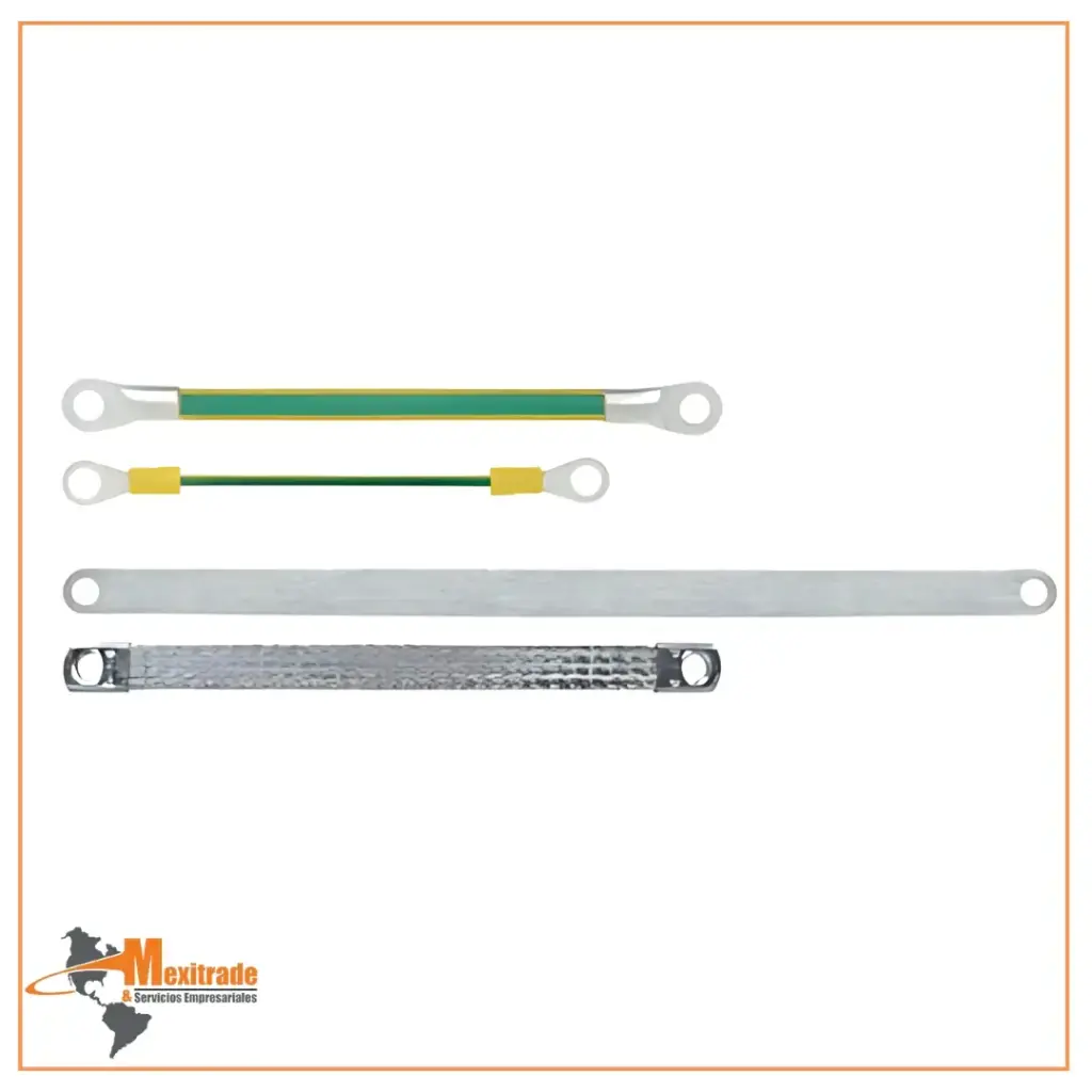 Cables de puesta a tierra / Trenzas planas de puesta a tierra FLAT GROUND STRAP/PRESS 1X6/M6/200MM