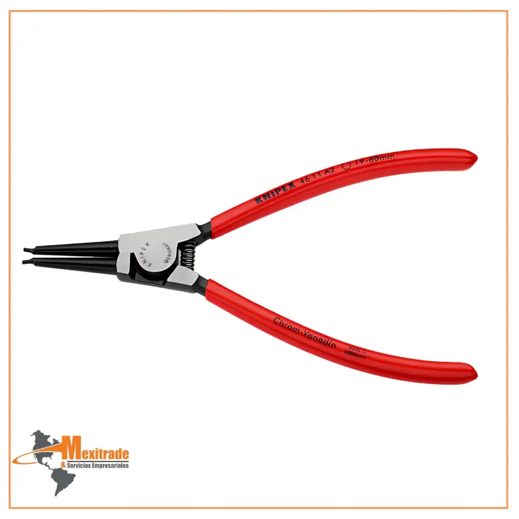 Knipex 46 11 A2 SB – Pinza para anillos exteriores, 180 mm, recubierta de plástico, con acabado pavonado