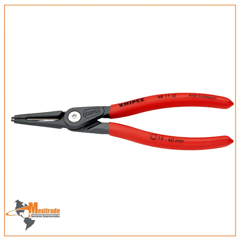 Knipex 48 11 J2 SB – Pinza de precisión recubierta para anillos interiores 180 mm con acabado pavonado
