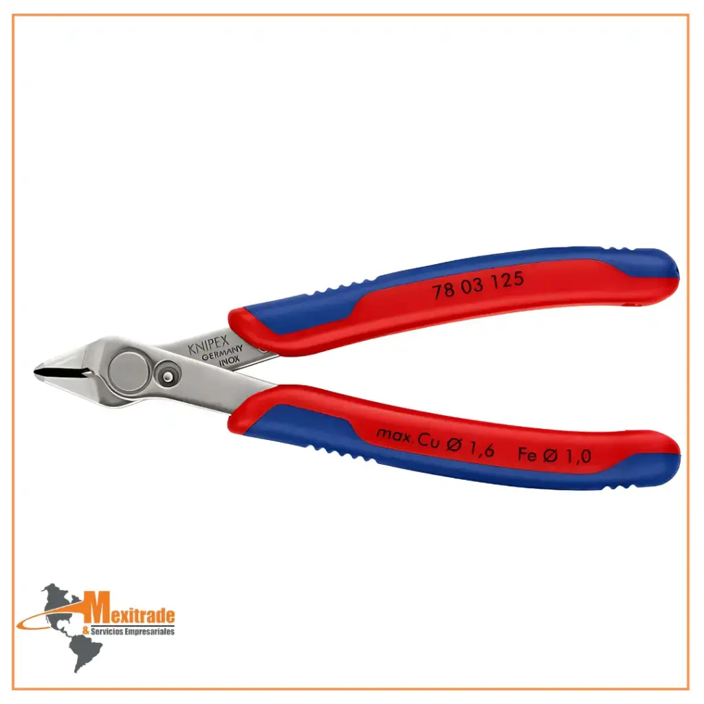 Pinza Electronic Super Knips KNIPEX 78 03 125 con fundas en dos componentes, 125 mm
