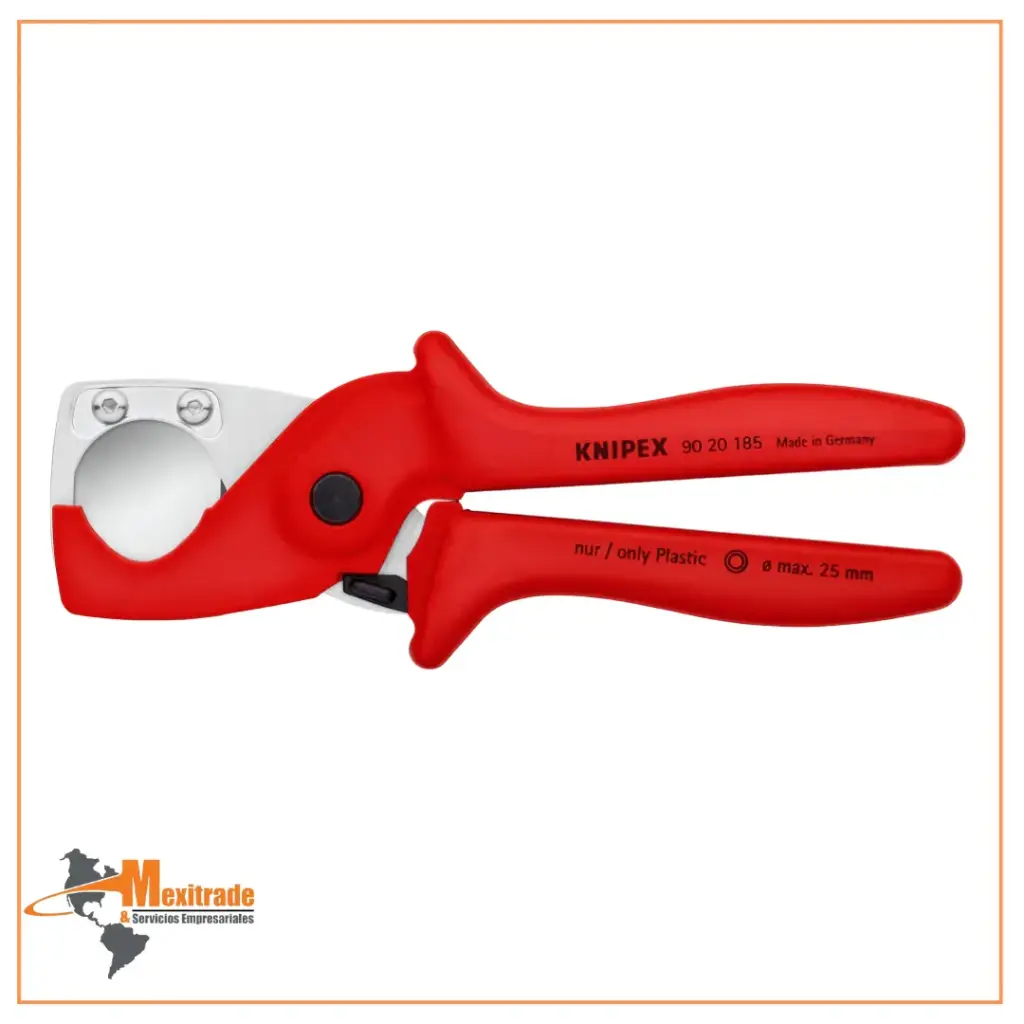 Cortatubos PlastiCut® KNIPEX 90 20 185 para tubos flexibles y plástico reforzado, 185 mm