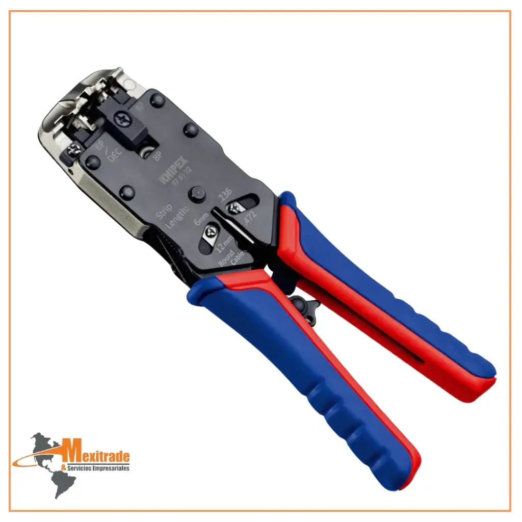 Pinza para ponchar terminales Western, 200 mm con fundas dobles bruñidas