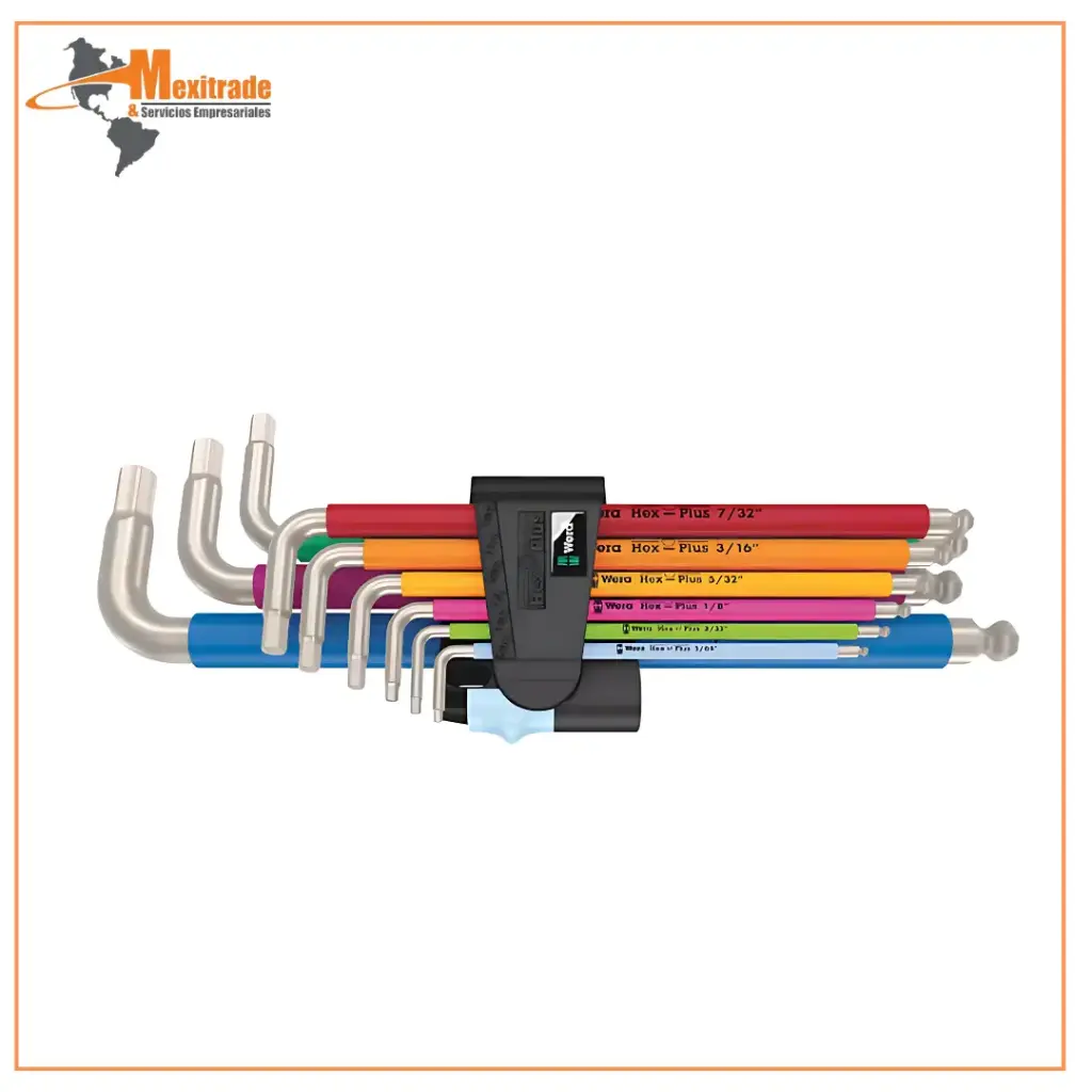 Juego de llaves; de pulgada,allen Hex-Plus,esférica Wera