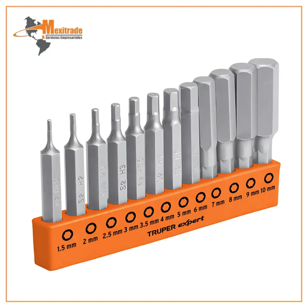 Juego de 12 puntas hexagonales mm largo 2", Expert Truper 