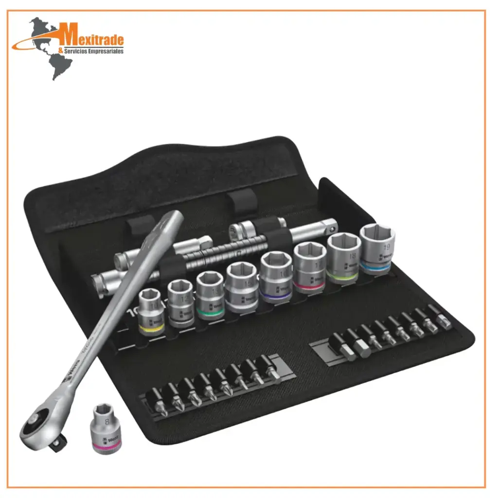 Juego de llaves; de vaso; Fijación: 3/8"; Zyklop Wera 