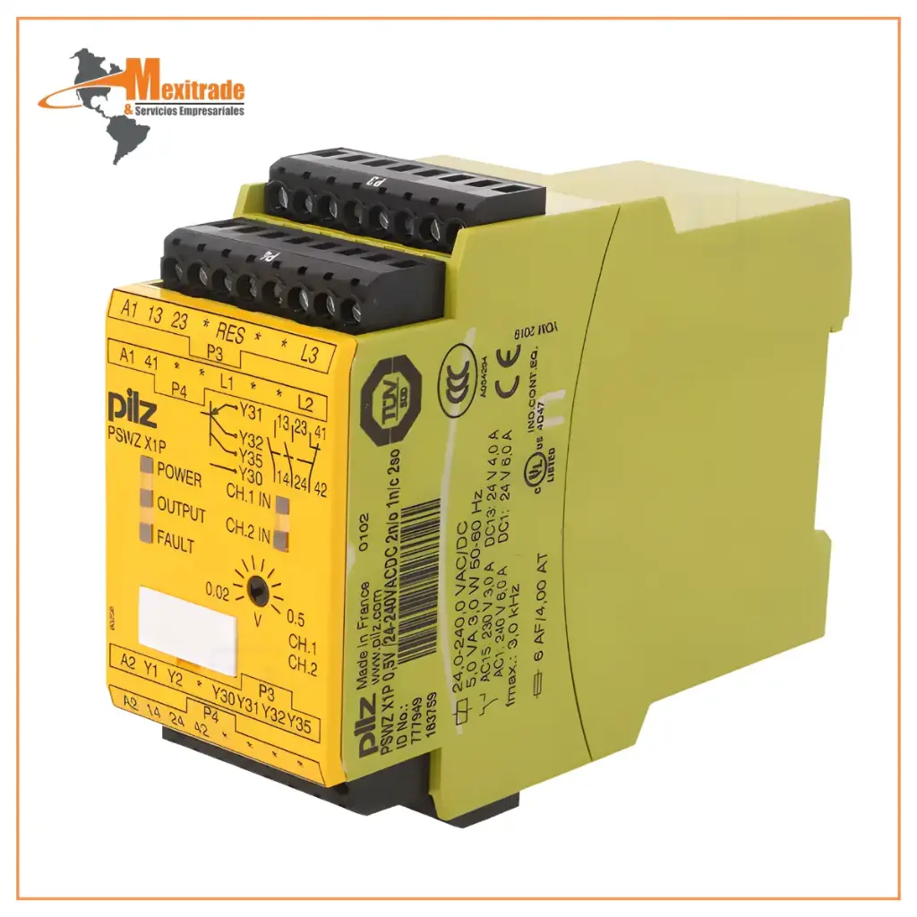 Relé de Seguridad PSWZ X1P 24–240 VAC/DC – 2 NA / 1 NC – Pilz