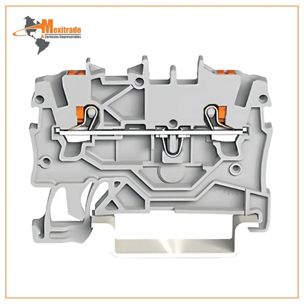 Clema WAGO 2 Conductores Gris 24–16 AWG para Conexión Eléctrica