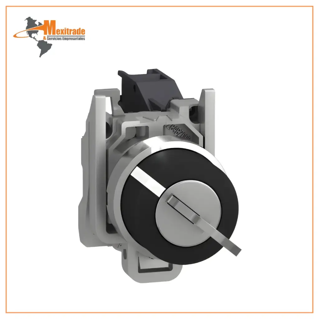 Conmutador Selector Negro Ø22 mm – 2 Posiciones con Cierre, 1 NA