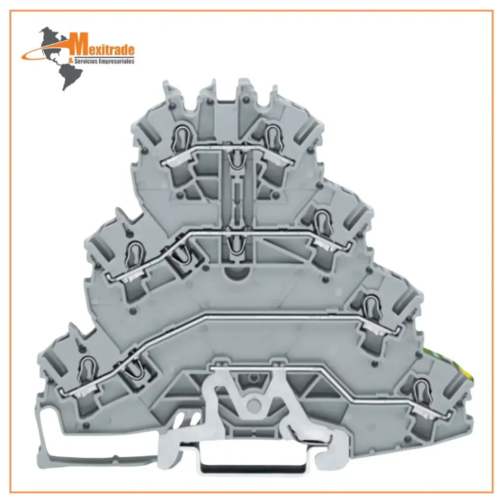 Borna de carril de cuatro pisos, para conexión del motor 2,5 mm² WAGO