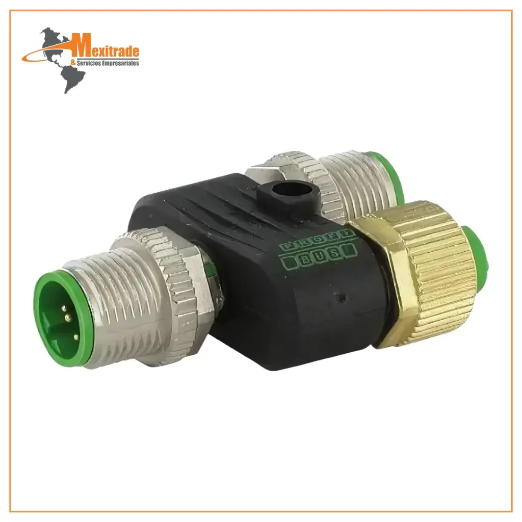 Acoplador T M12 macho / M12 macho + hembra B-cod