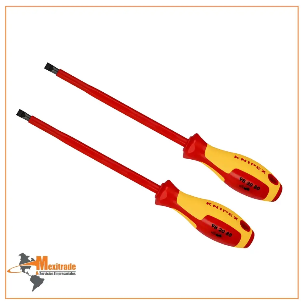 Desarmador KNIPEX 98 20 80 para tornillos ranurados, mango aislante, 295 mm