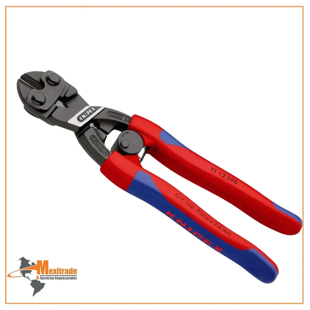 KNIPEX 71 12 200 SB – Cortapernos compacto SB CoBolt© con fundas de dos componentes, 200 mm