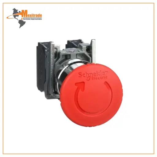 [XB4BS8445] Botón de paro de emergencia rojo Ø 22 - cabeza redonda Ø 40 - girar para liberar
