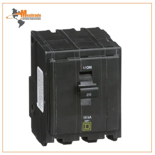 [QO320] Interruptor termomagnético mini Square D de 3 polos, 20A, 10kA, 120/240V, enchufable 