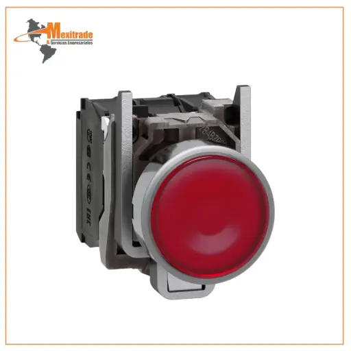 [XB4BW34B5] Pulsador rojo Luminoso  Ø 22 - retorno resorte nivelado - 24 V - 1 NA + 1 NC