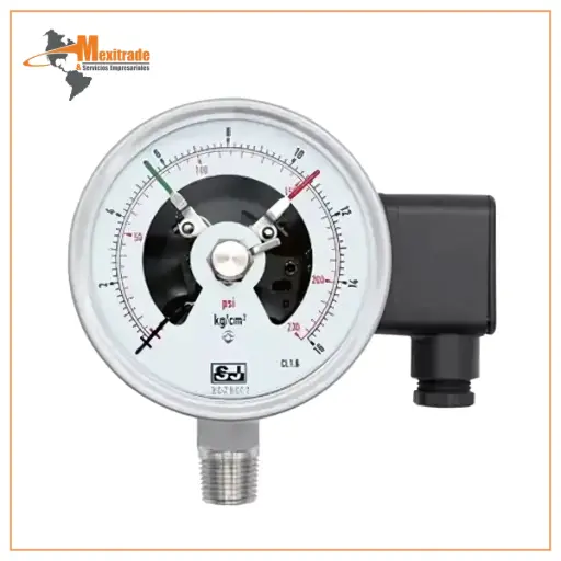 [100T5500E-S-04L] Manómetro (indicador de presión) 100-T5500-SD-04L- 0/2 Kg/cm² YW-SG-CS-CS PSI