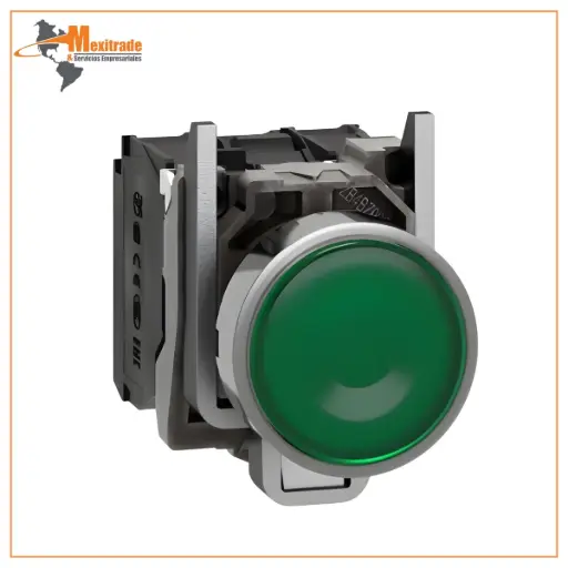 [XB4BW33B5] Pulsador Verde Luminoso Ø22 mm 24 V con Retorno por Resorte 1NA + 1NC