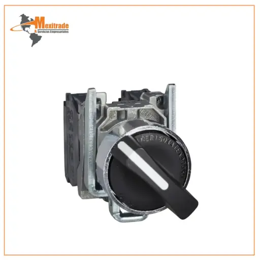 [XB4BD41] Interruptor selector completo preto de Ø22 2  retorno por mola 1NA