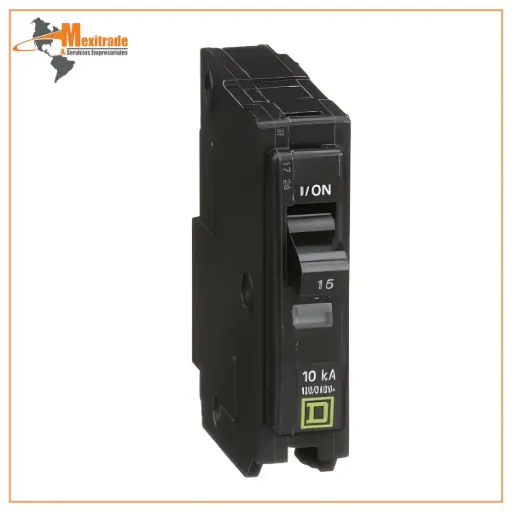 [QO115] Interruptor termomagnético mini Square D de 1 polo, 15A, 10kA, 120/240V, enchufable