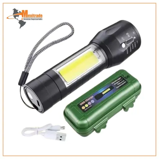 [2000] Vimi Lampara Tactica Recargable USB Led De 2000 LM con Linterna Lateral