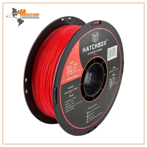 [3DPLA-1KG1.75-RED] HATCHBOX FILAMENTO PLA ROJO
