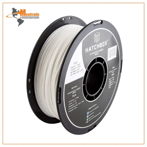 [3DPLA-1KG1.75-WHT] HATCHBOX filamento para impresora 3D PLA blanco de 1,75 mm