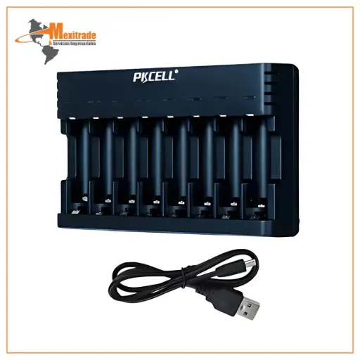 [576215] Cargador De 8 Pilas Aaa Aa Baterias Recargables Led Indicador Pk-8181 