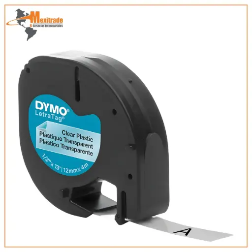 [20000] Cinta de etiquetado para rotuladores LetraTag, impresión negra en etiquetas transparentes