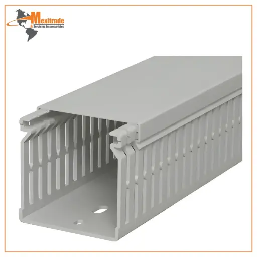 [E264] Canaleta Ranurada Weidmüller Gris 80x40mm (2 Metros) – Con Tapa