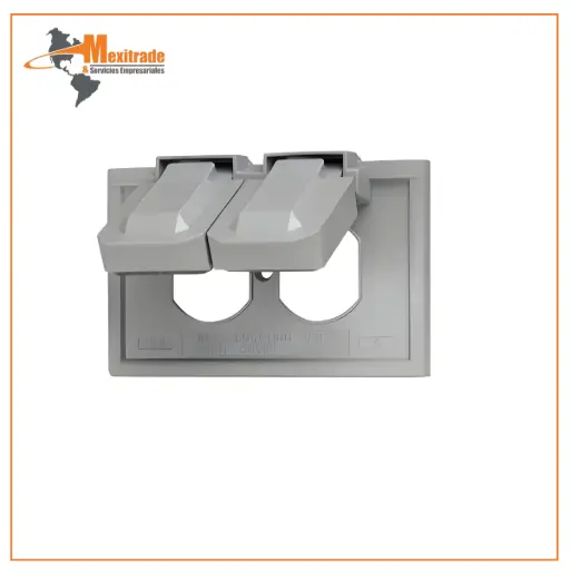 [LV4976-GY] Placa para Contacto Dúplex con 2 Tapas de Intemperie (Gris)
