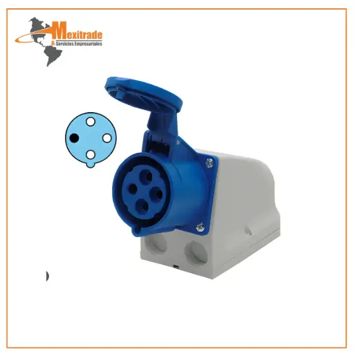 [D42S22] Receptáculo Industrial D42S22 – 32 A, 220–250 V (3P+T, 9h, 15°)