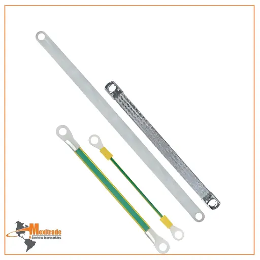 [4571123] Cables de puesta a tierra / Trenzas planas de puesta a tierra Ground Strap 1X4/M8/300mm GN/YE